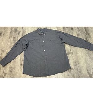 Polo Ralph Lauren Dress Shirt Mens 2XL Blue Gingham Plaid Long Sleeve Button Up